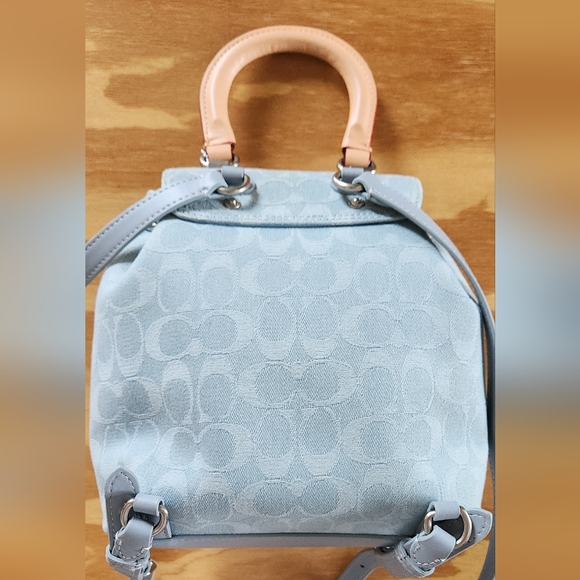 coach denim riya backpack 21 in Signature Coach Riya 21 Washed Denim